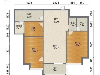 3室1廳2陽臺 萬科城啟峰上