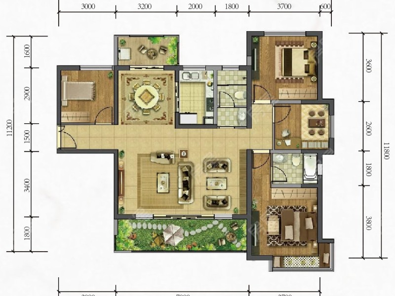 4室2廳2陽臺 北大資源頤和1898一期戶型圖