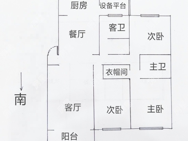 3室2廳2陽臺 青青小鎮(zhèn)戶型圖