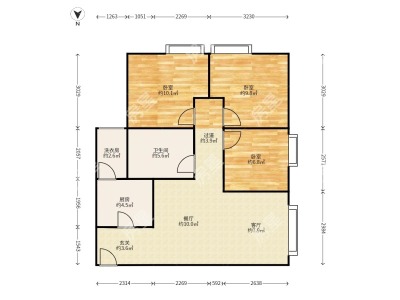 3室2廳1陽(yáng)臺(tái) 金曇花園