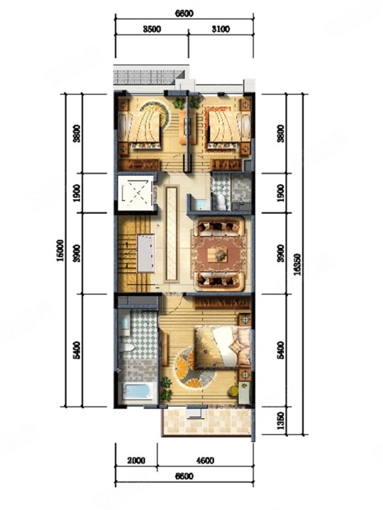 5室3廳2陽臺 昆明恒大云璽別墅戶型圖