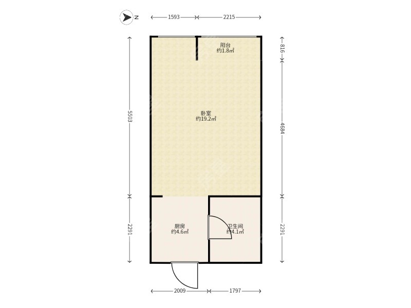 1室1廳 金域緹香戶型圖
