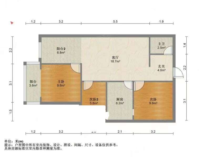 3室2厅1阳台 兆丰六仟城户型图