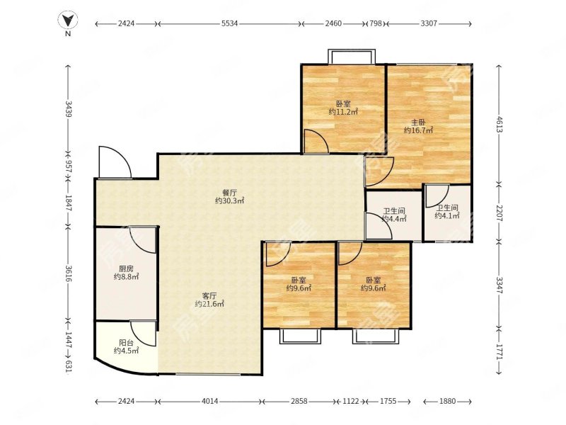 4室2廳1陽臺(tái) 東驤神駿一期戶型圖