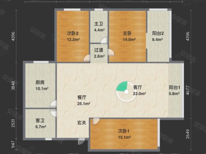 3室2廳2陽臺 東寺人家客廳