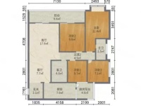3室2廳2陽臺 融城昆明湖七里香戶型圖