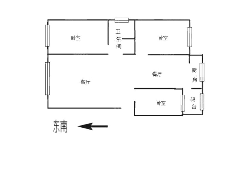 3室2厅1阳台 机电裕海小区（上马村）户型图