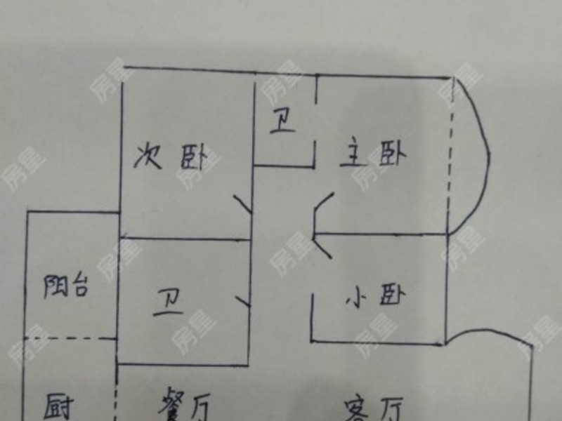 3室2廳1陽(yáng)臺(tái) 翠湖俊園戶(hù)型圖