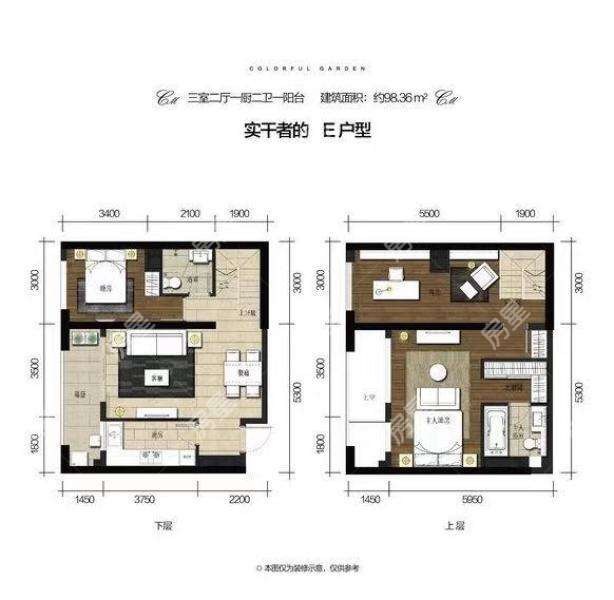 3室2廳1陽臺 七彩俊園戶型圖
