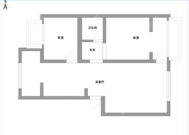 2室2厅1阳台 金星小区户型图