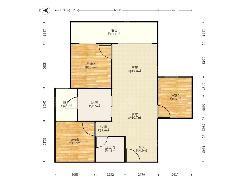 3室2廳1陽(yáng)臺(tái) 碧桂園北城映象立春苑戶(hù)型圖