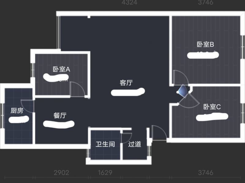 3室2厅1阳台 白龙小区户型图