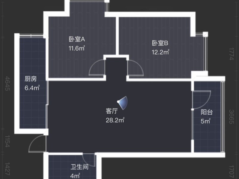 2室1厅1阳台 枫蓝国际户型图