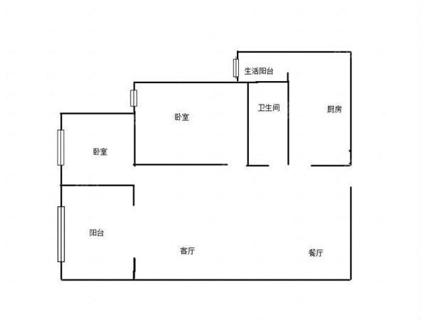 2室2厅1阳台 广福城沁福园户型图
