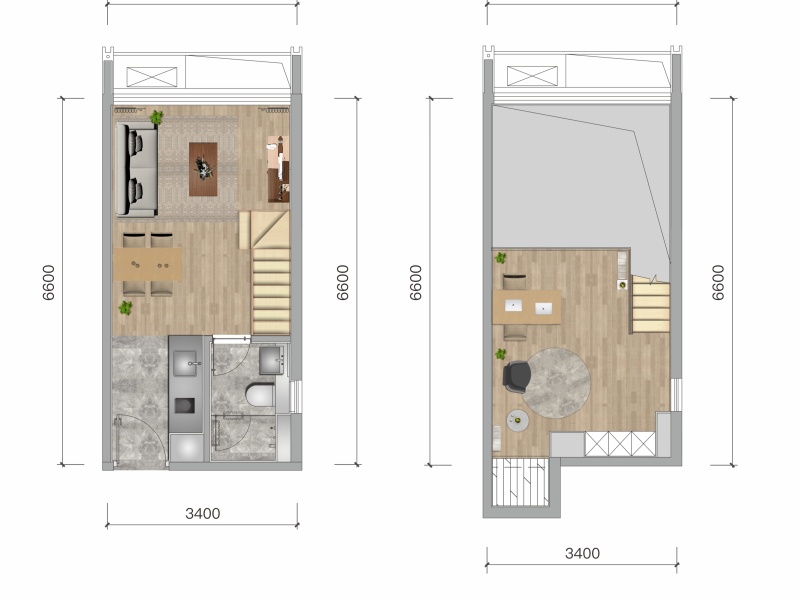 1室1廳 新城吾悅廣場2號地塊公寓戶型圖