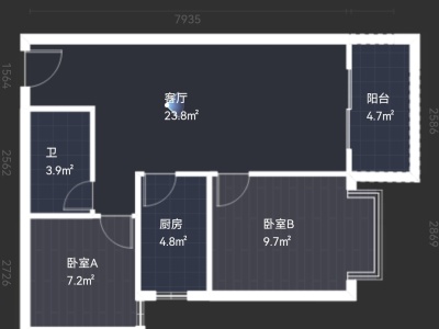 2室2廳1陽臺 彩云城辰灣