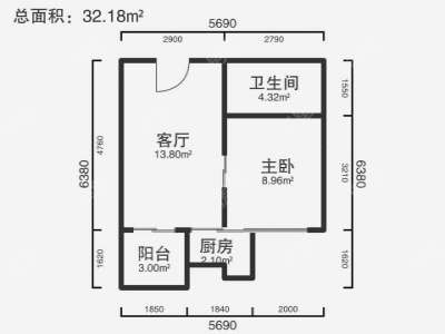 1室1廳1陽(yáng)臺(tái) 七彩之門(mén)