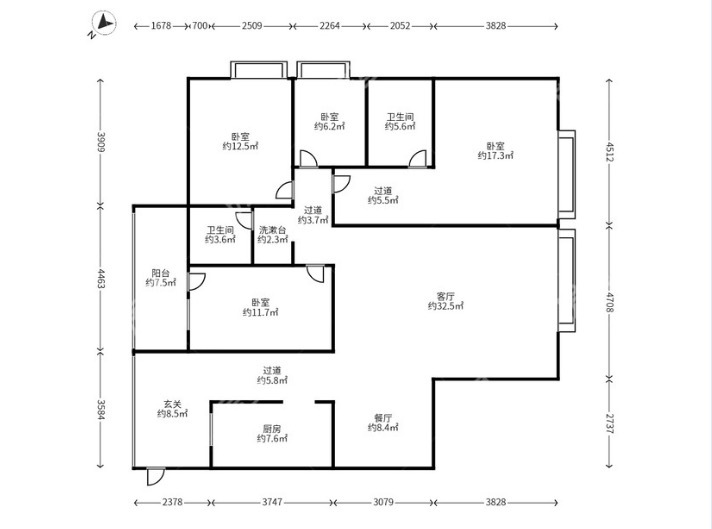 4室2廳2陽臺 金江小區(qū)云苑戶型圖