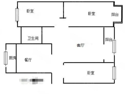 3室2廳1陽(yáng)臺(tái) 白馬小區(qū)戶型圖