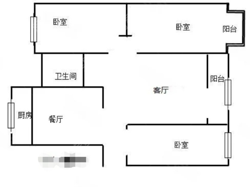 3室2廳1陽(yáng)臺(tái) 白馬小區(qū)戶型圖