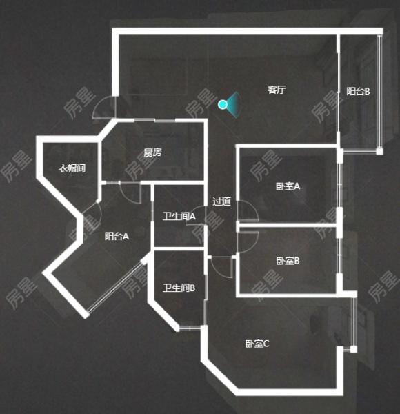 3室2廳1陽(yáng)臺(tái) 銀海城市花園戶型圖