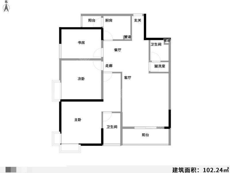 3室2廳2陽臺 東驤神駿一期戶型圖