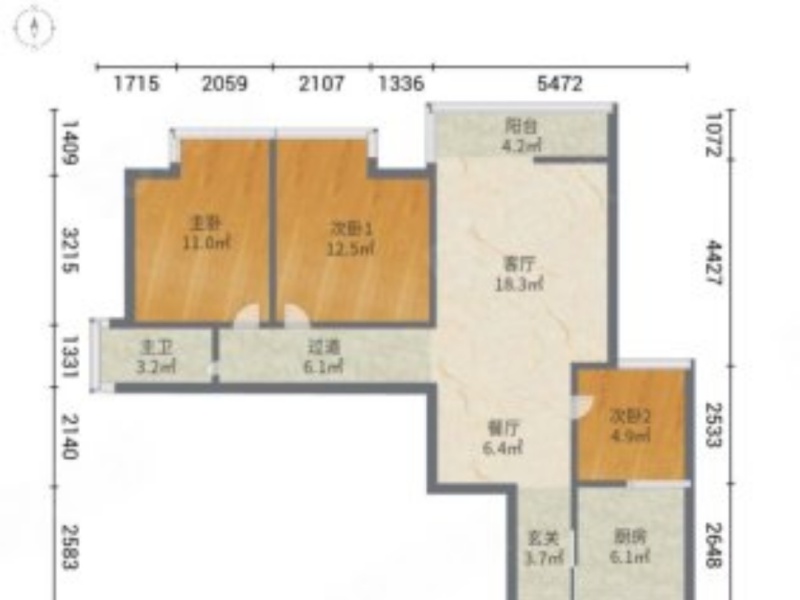 3室2廳1陽臺 經(jīng)典雙城二、三期戶型圖