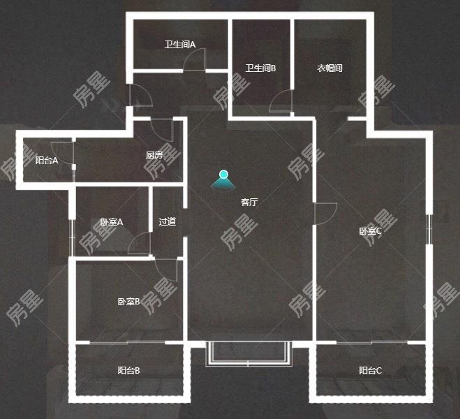 4室2廳1陽臺 銀河北庭戶型圖