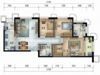 3室2廳1陽臺 濱江俊園香儂組團戶型圖