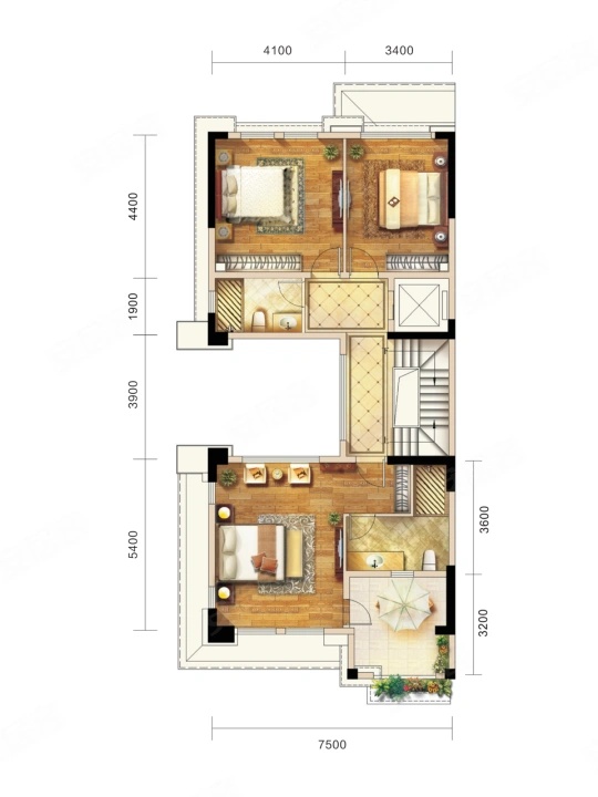 5室2廳2陽臺 昆明恒大云璽別墅戶型圖