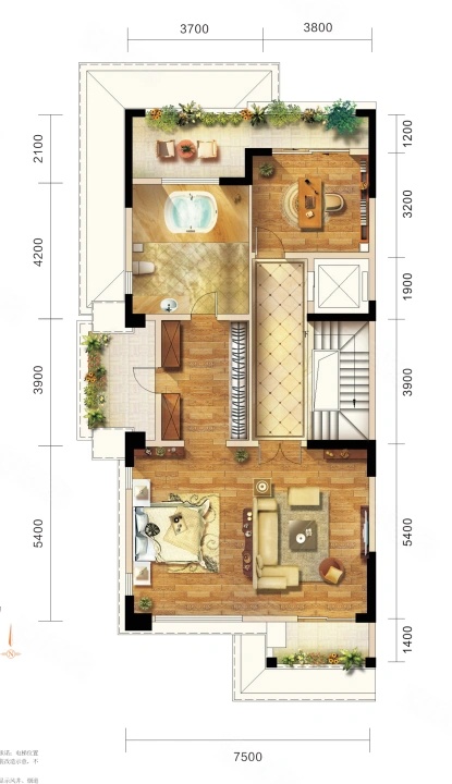 5室2廳2陽臺 昆明恒大云璽別墅戶型圖