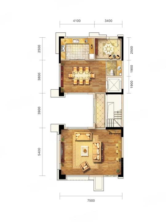 5室2廳2陽臺 昆明恒大云璽別墅戶型圖