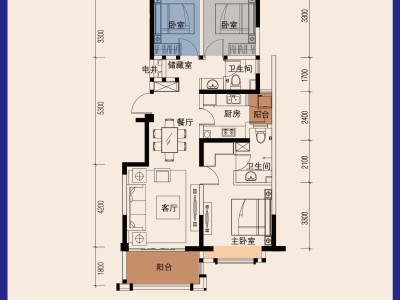 3室2廳1陽臺 筑友雙河灣金榜苑戶型圖