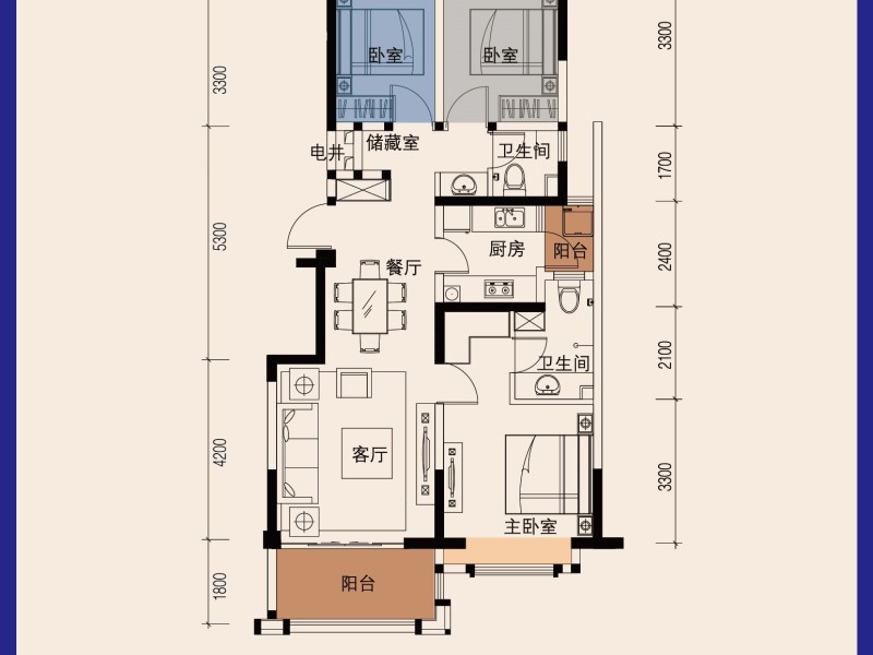 3室2廳1陽臺 筑友雙河灣金榜苑戶型圖