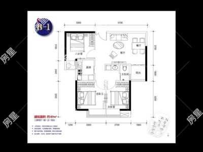 3室2廳1陽(yáng)臺(tái) 山海灣