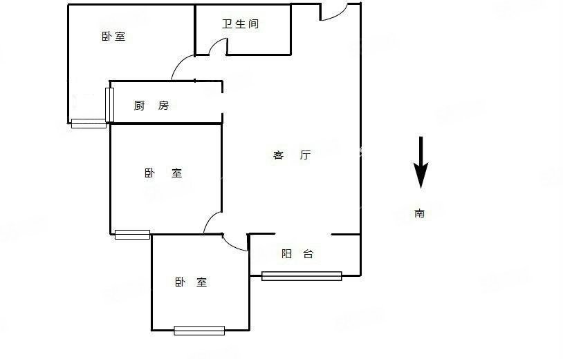 3室2廳1陽(yáng)臺(tái) 龍湖水晶酈城戶型圖
