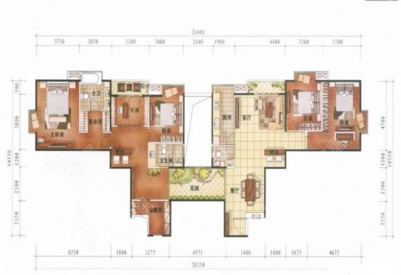 4室2廳2陽臺 南亞風(fēng)情第壹城星辰苑戶型圖