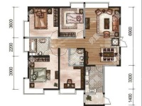 4室2廳1陽臺(tái) 同德昆明廣場(chǎng)A區(qū)戶型圖