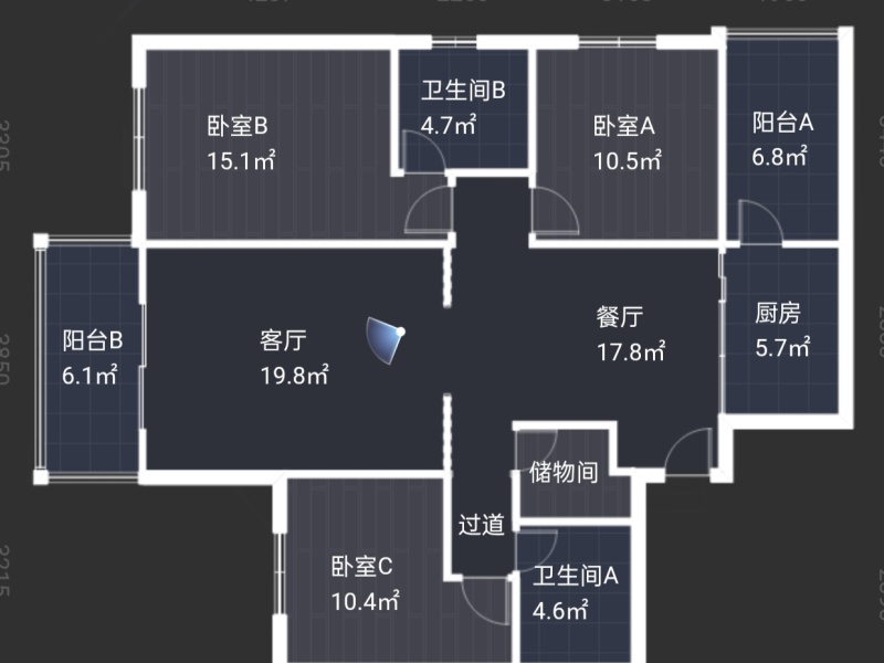 3室2厅2阳台 广福城雅福园户型图