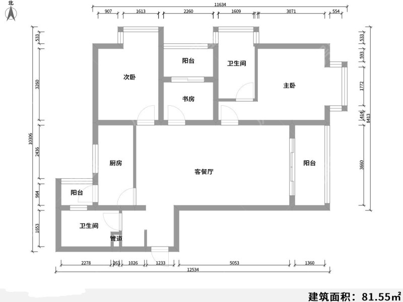 3室2廳1陽(yáng)臺(tái) 匯和紫薇園戶(hù)型圖