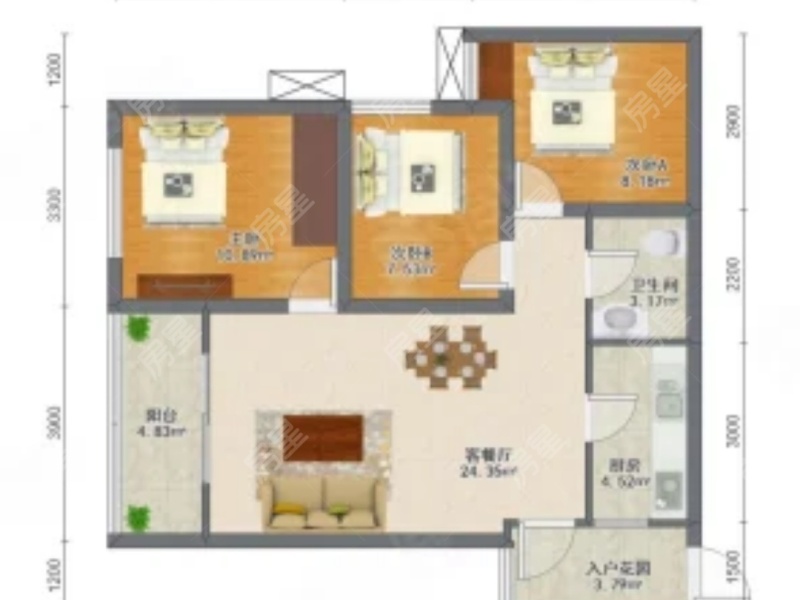 3室2厅 尚源郦城枫华园户型图