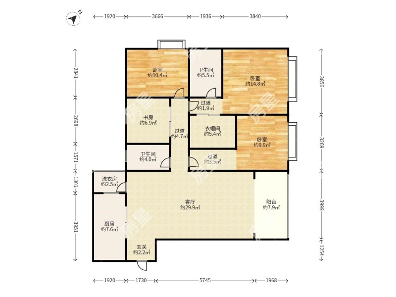 4室2廳2陽(yáng)臺(tái) 金域緹香戶型圖