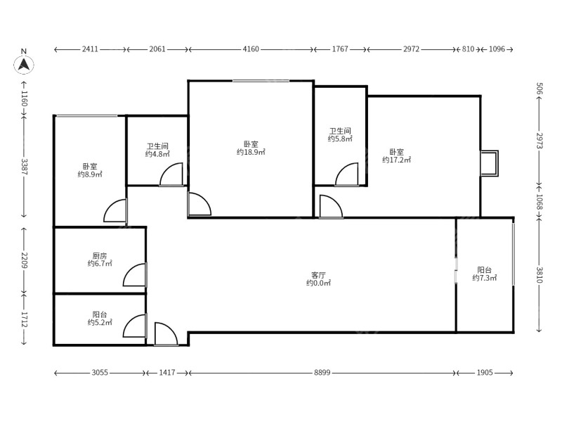 3室2廳2陽(yáng)臺(tái) 濱江俊園萊茵組團(tuán)戶型圖