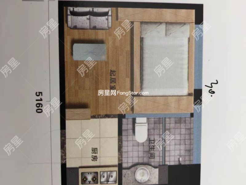 1室1廳1陽臺 未名城A6公寓戶型圖