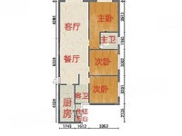 3室2廳1陽臺 遠(yuǎn)洋青云府戶型圖