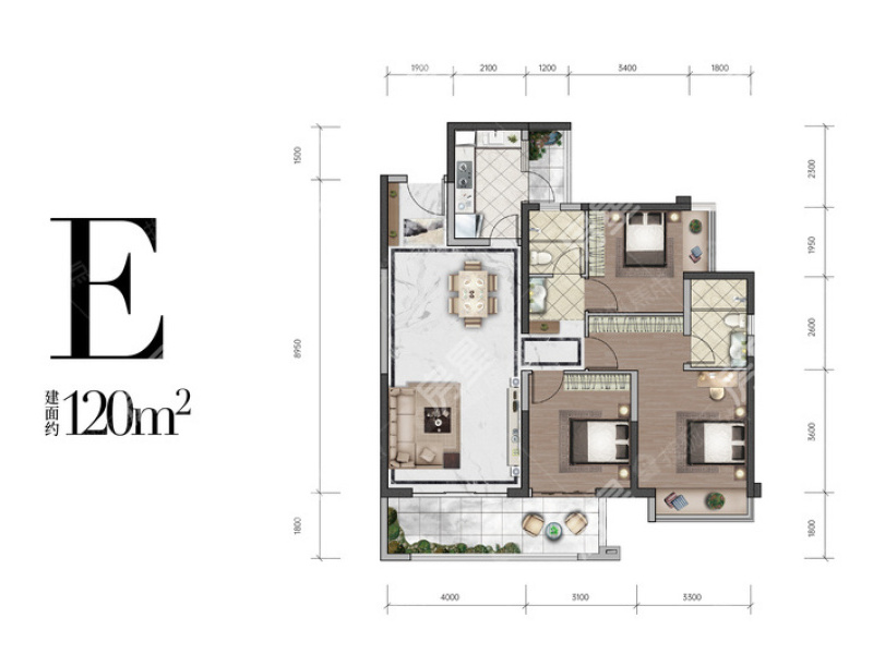 3室2廳2陽(yáng)臺(tái) 招商雍和府一期戶(hù)型圖