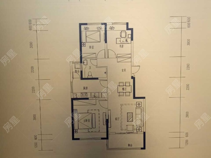 3室2廳1陽臺 華夏御府御璟苑戶型圖