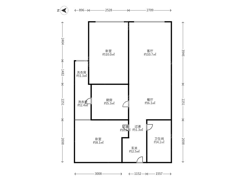 2室2廳1陽臺 中海學府路8號戶型圖