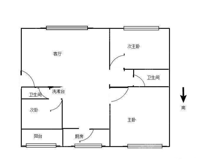 3室2厅1阳台 机电裕海小区（上马村）户型图