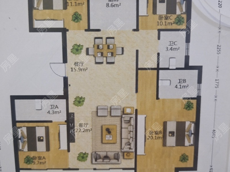 4室2廳2陽(yáng)臺(tái) 君庭云邸A1地塊戶(hù)型圖